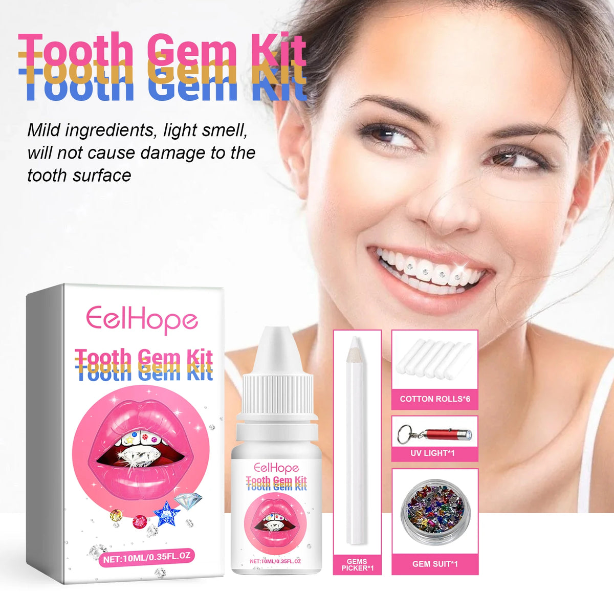 Tooth Gems Kit and Crystal Dental Jewelry for Stylish Teeth Decoration at Home