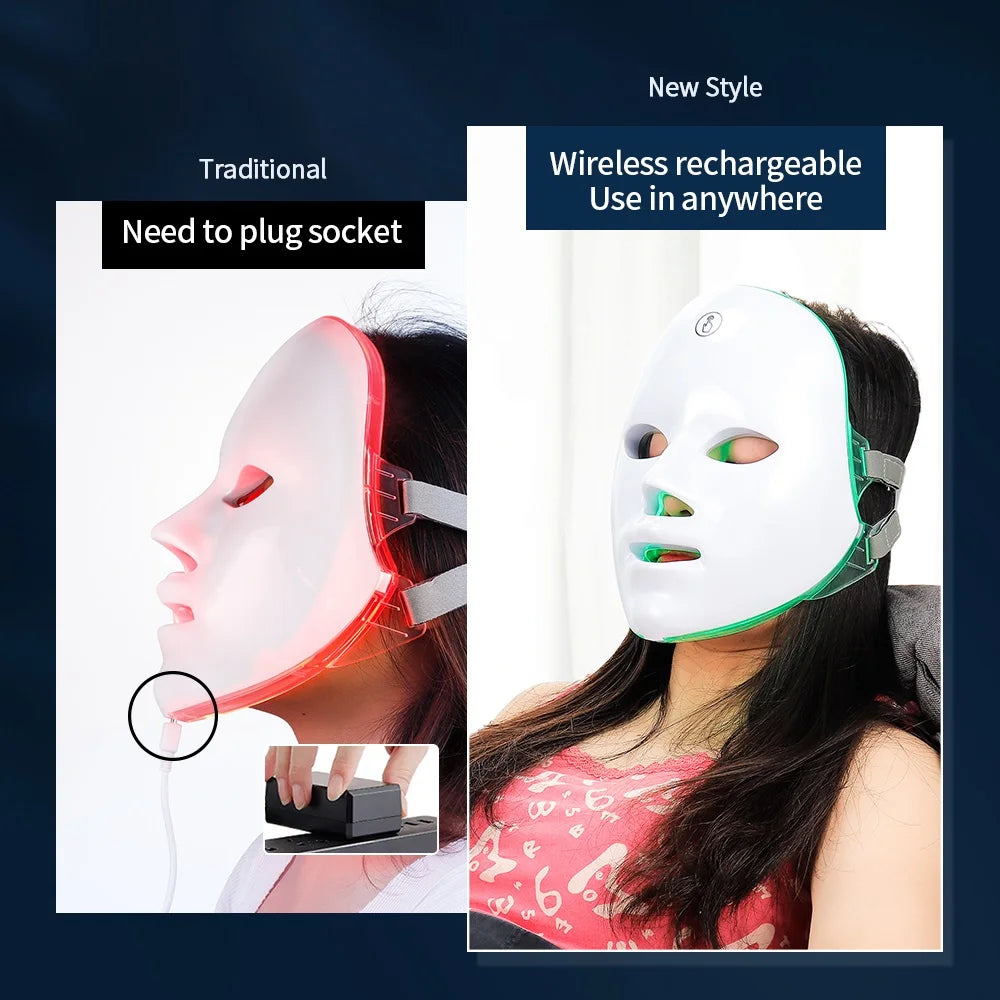 Rechargeable Facial LED Mask and Photon Beauty Device for Skin Rejuvenation at Home - 9
