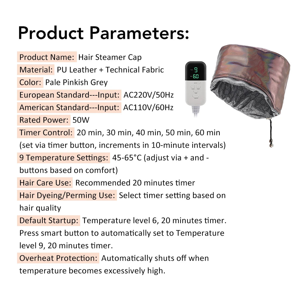Hair Steamer Cap and Thermal Heat Hat for Deep Conditioning Treatment at Home Use - 9