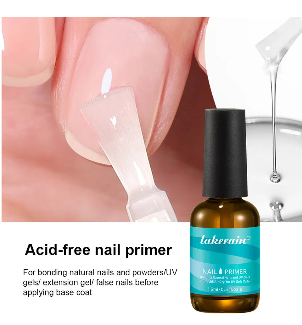 Nail Prep Dehydrator and Acid Free Primer set for long lasting gel manicure - 12