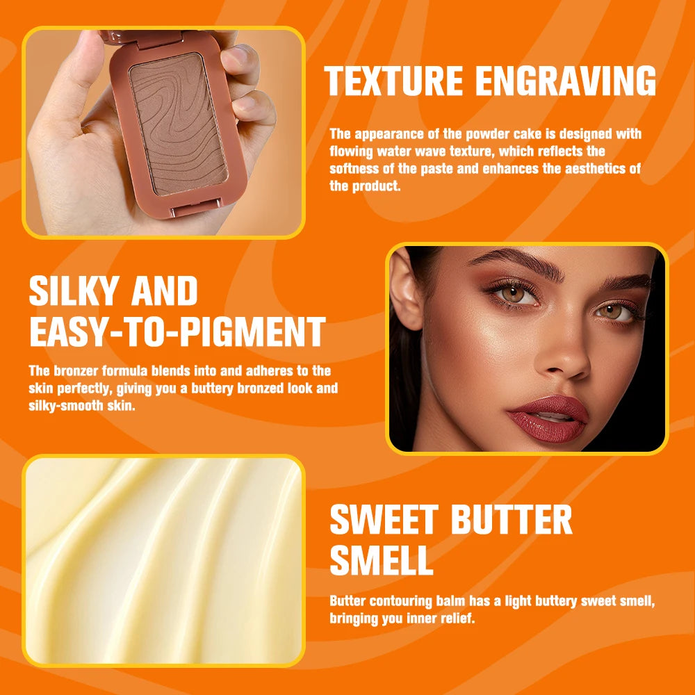 Butter Bronzer and Face Contouring Powder for Natural Sculpted Makeup Looks