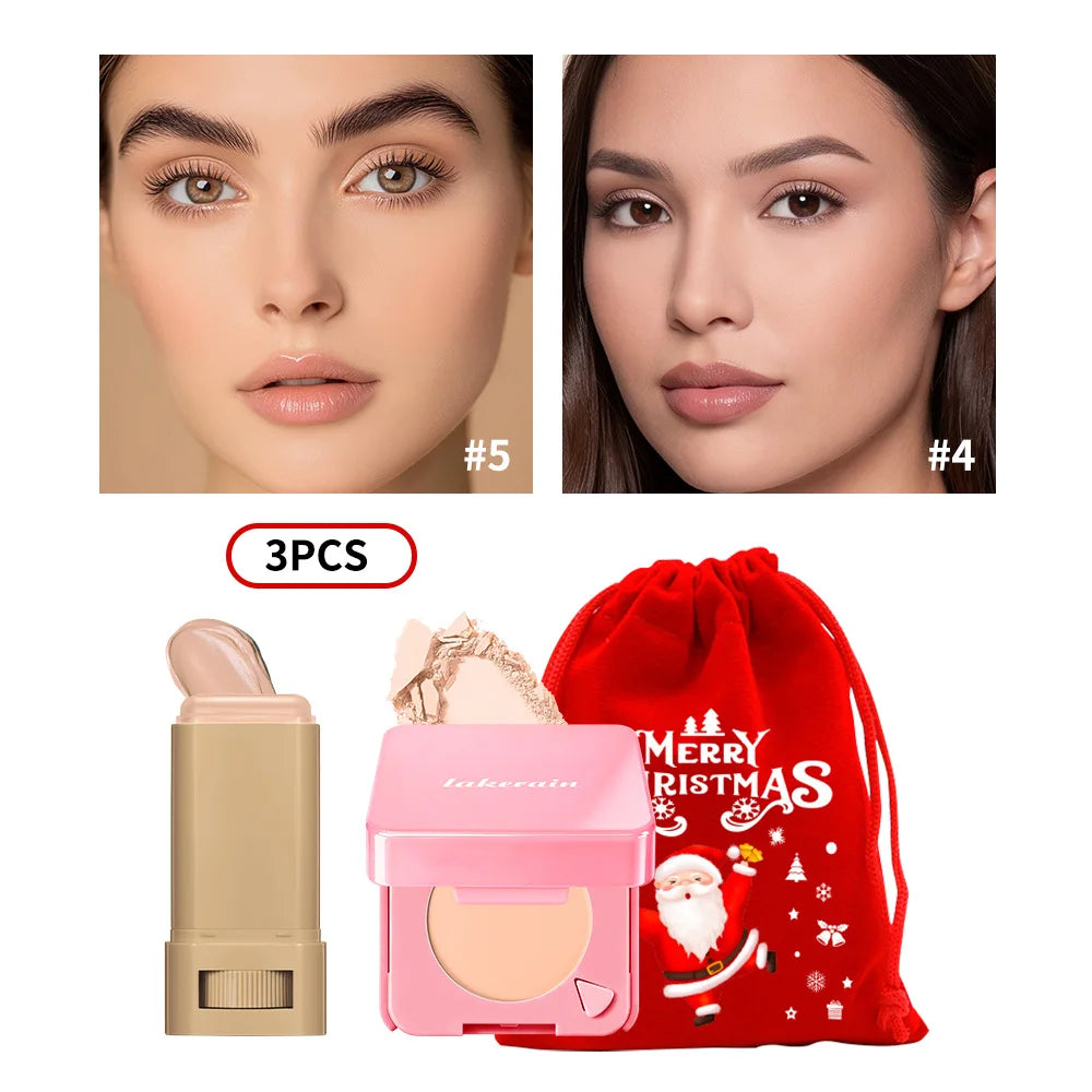 Foundation Stick and Pressed Powder Set for Daily Makeup Routine and Gift Giving - 34