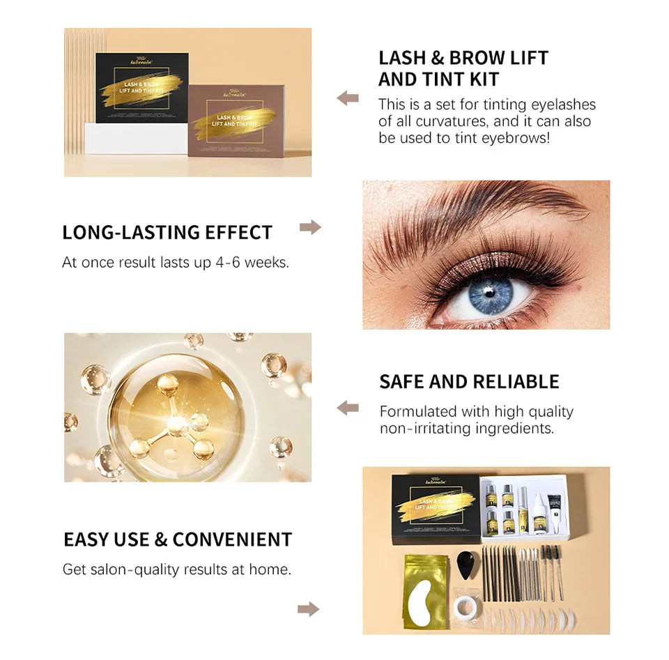 Lash Lift and Brow Tinting Kit and Eyelash Perm Set for Professional Salon Use