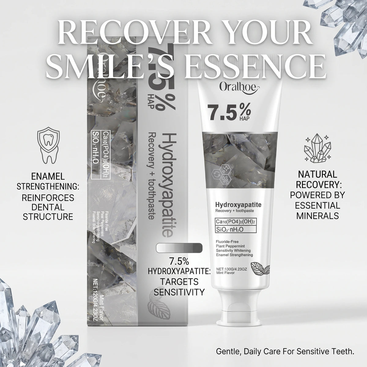 Hydroxyapatite Toothpaste and Enamel Repair Cream for Daily Whitening and Care