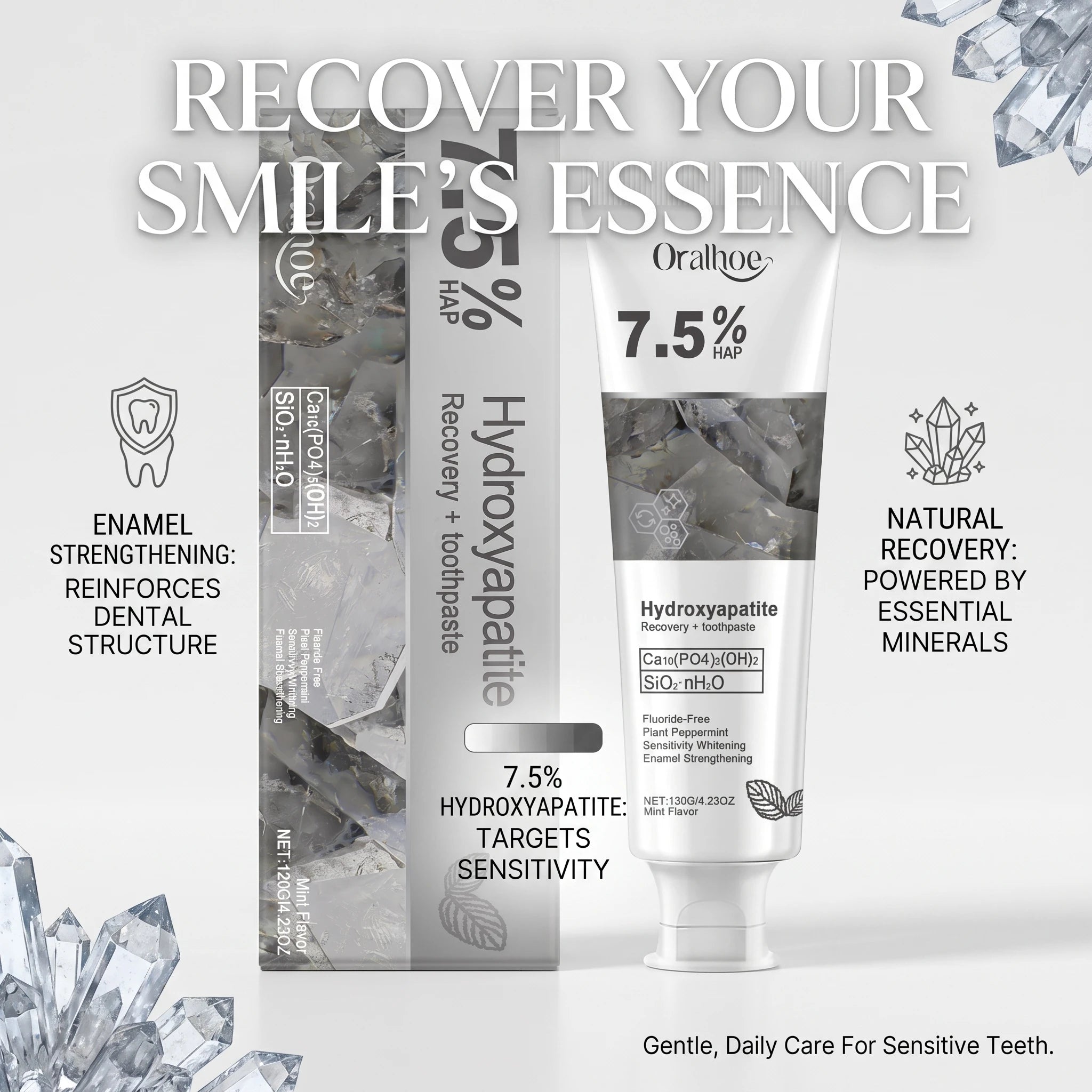 Hydroxyapatite Toothpaste and Enamel Repair Cream for Daily Whitening and Care - 7