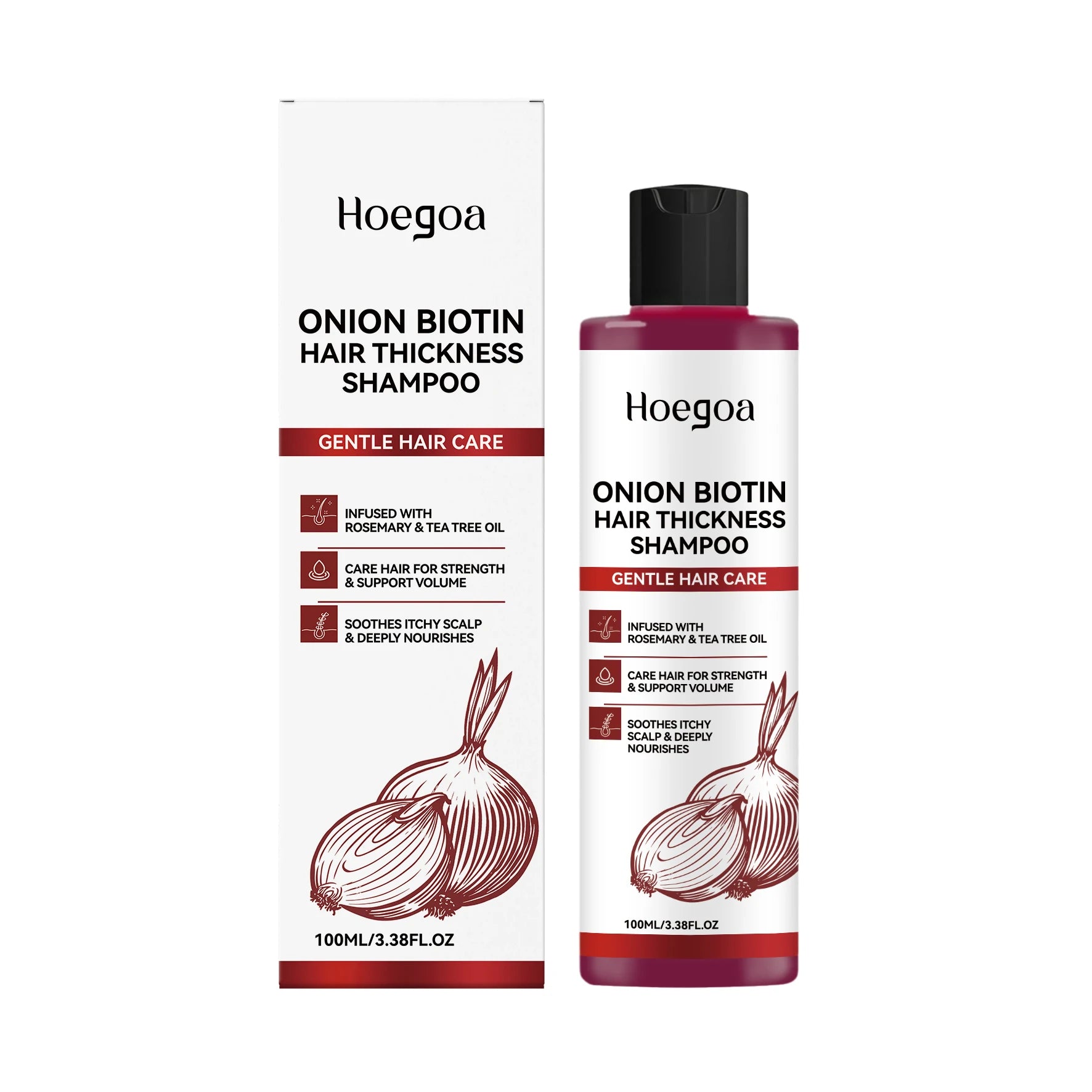 Onion Biotin Shampoo and Hair Growth Cleanser for Thicker Looking Voluminous Hair - 20