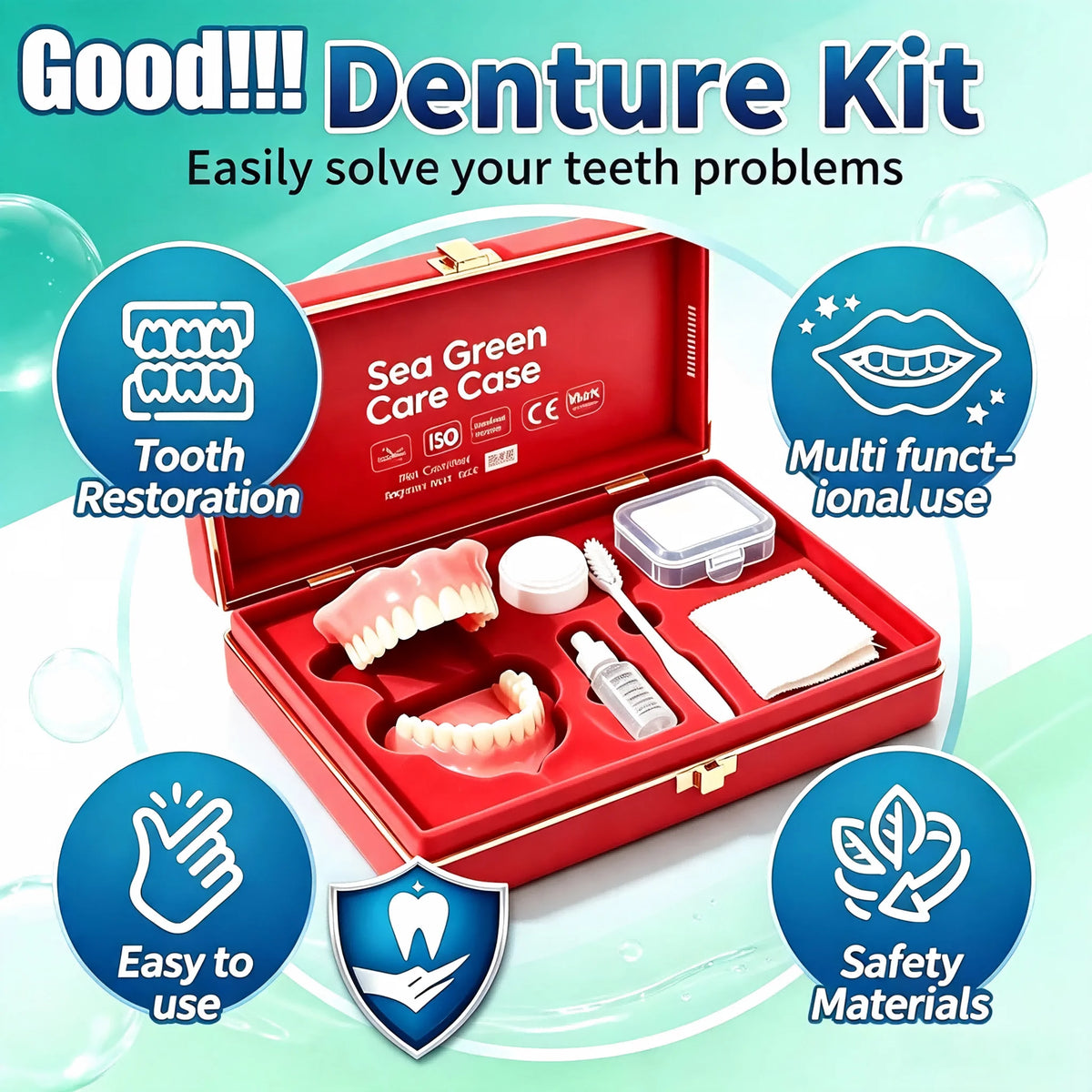 Full Mouth Denture Set and False Teeth Kit for Daily Oral Care and Hygiene