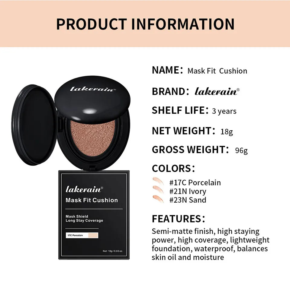 Semi Matte CC Cream Cushion and Long Lasting Foundation for Flawless Face Makeup