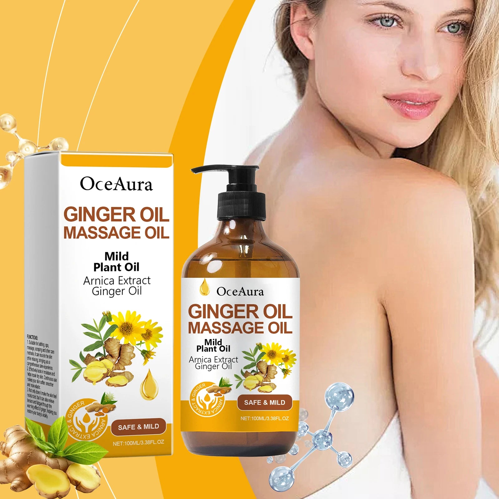 Ginger Massage Oil and Body Relaxing Essential Oil for Skin Nourishing Therapy - 9