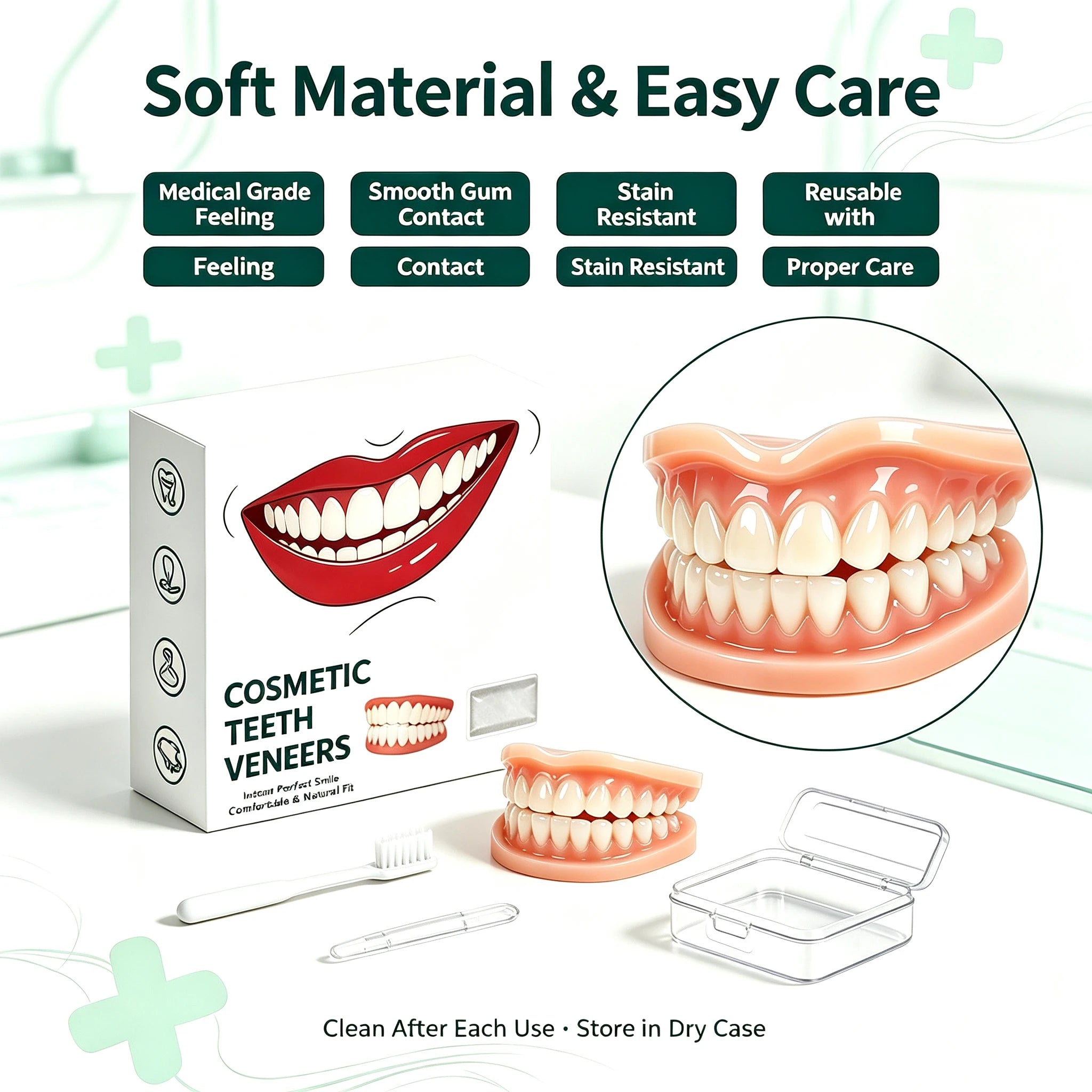 Silicone Full Dentures and Cosmetic False Teeth for Daily Oral Care Comfort - 3