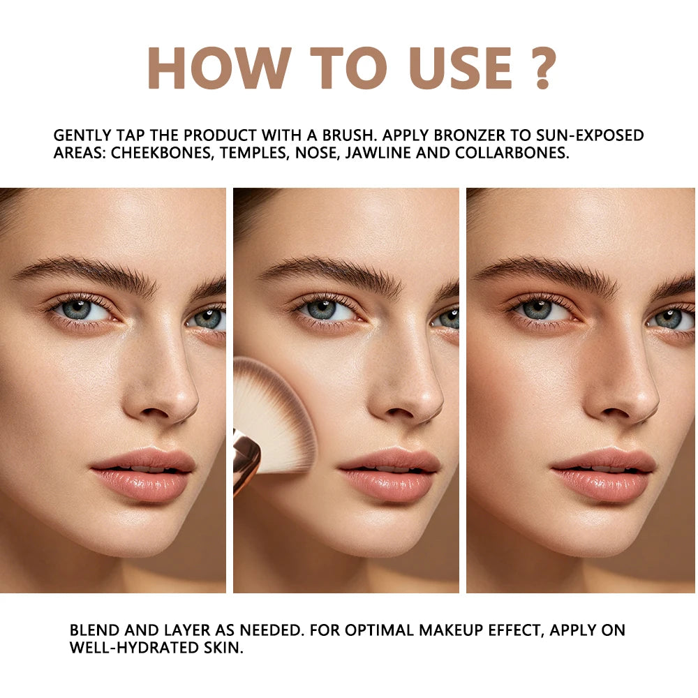 Pressed Bronzer Powder and Face Contour Makeup for Natural Matte Sun Kissed Look - 12