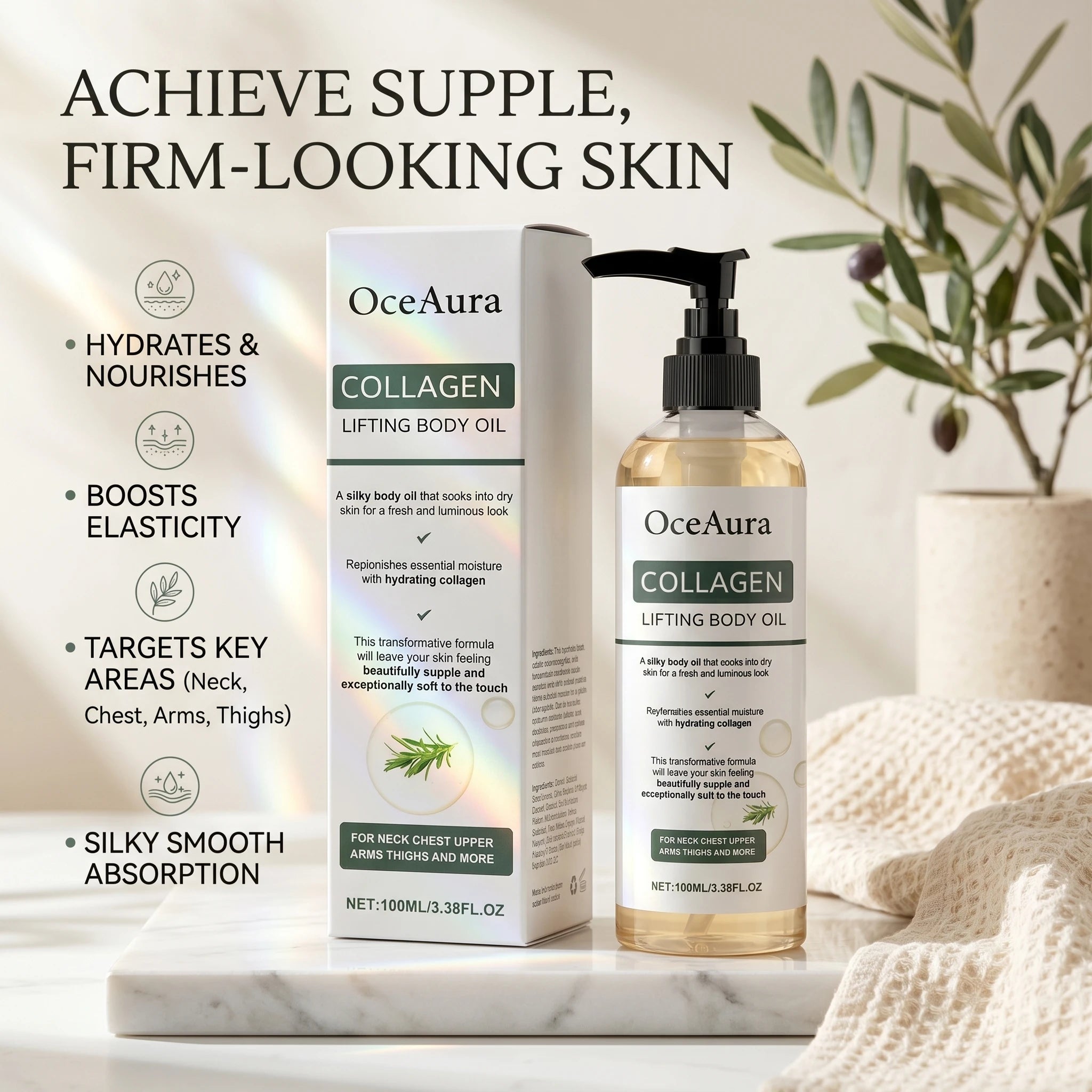 Collagen Body Firming Massage Oil and Tightening Skin Serum for Daily Body Care - 11