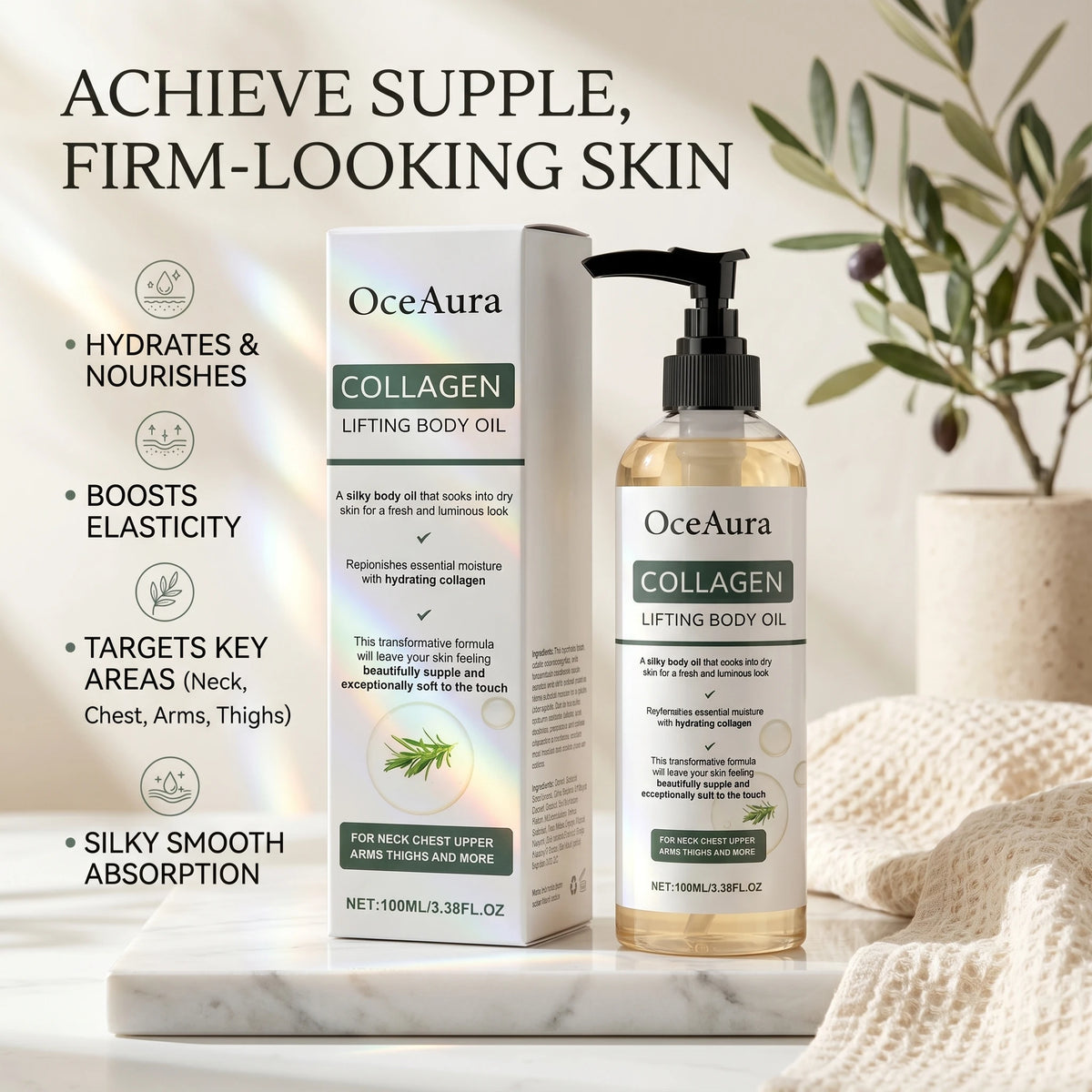 Collagen Body Firming Massage Oil and Tightening Skin Serum for Daily Body Care