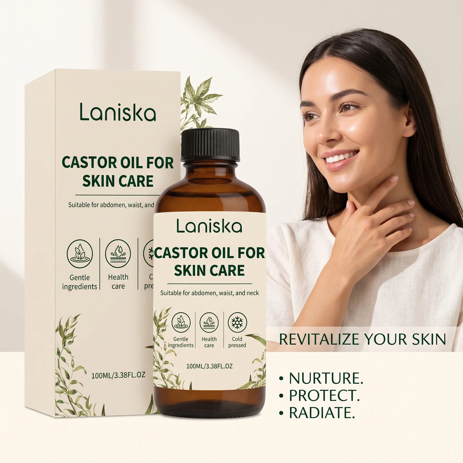 Cold Pressed Castor Oil and Moisturizing Body Care for Dry Skin and Massage - 3