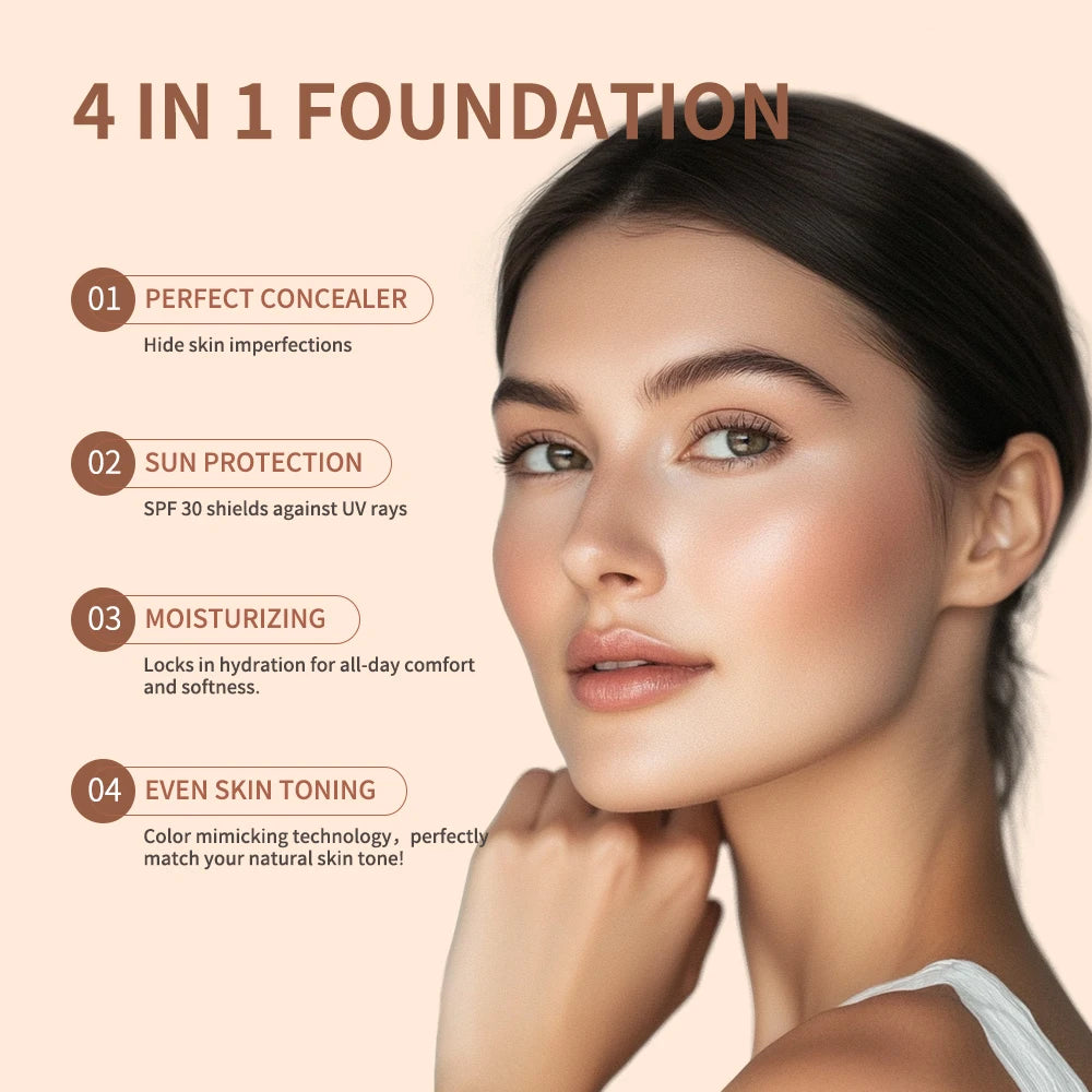 Color Changing Foundation and Face Makeup Base for Daily Natural Coverage