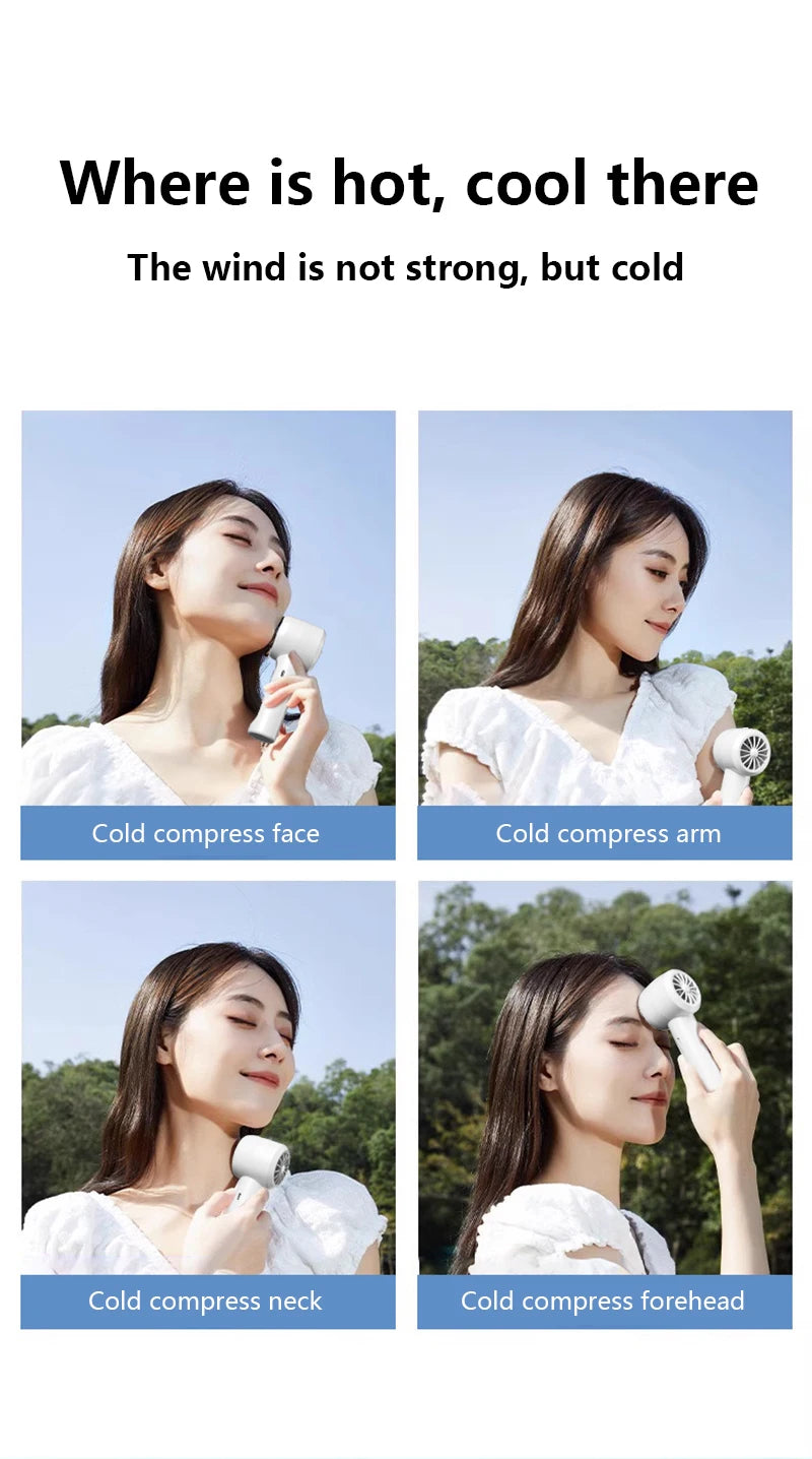 Rechargeable Turbo Mini Fan and Ice Cooling Handheld Device for Travel and Office - 9