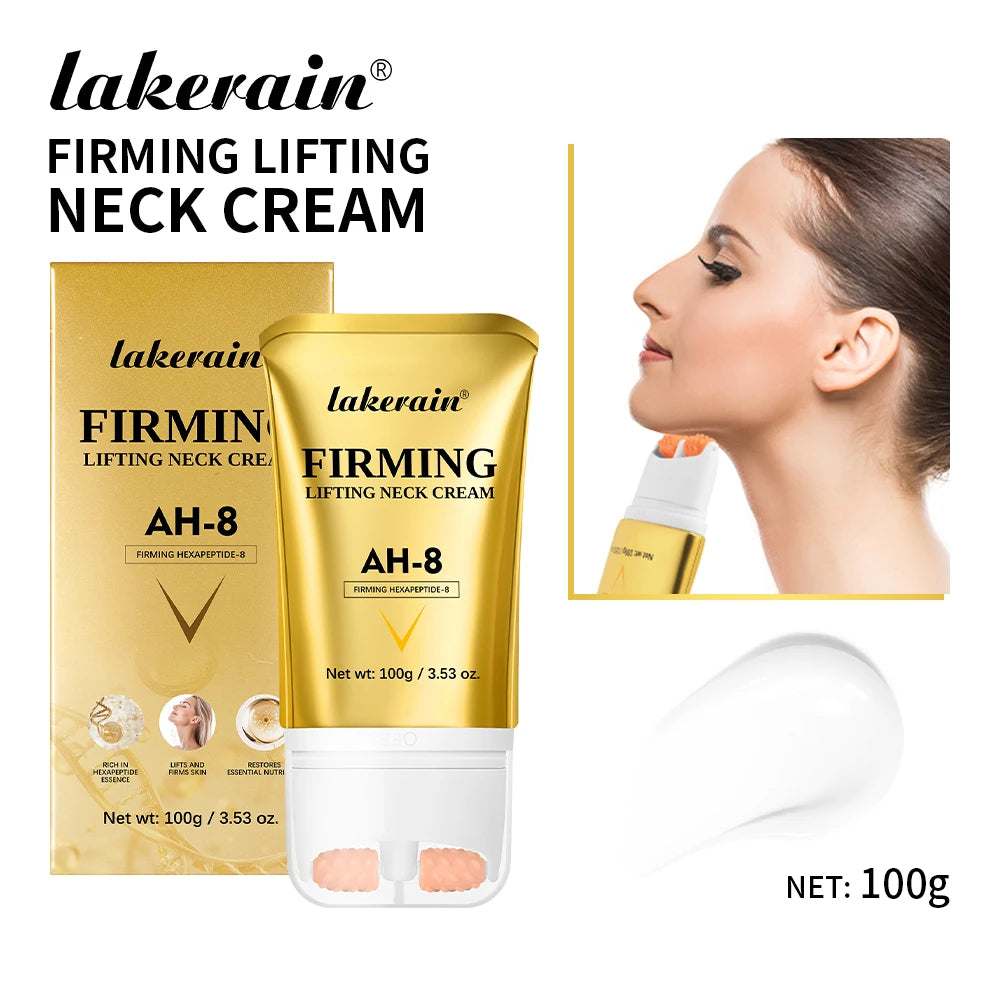 Firming Neck Cream and Anti Wrinkle Roller for Smoother Skin and Neck Lines