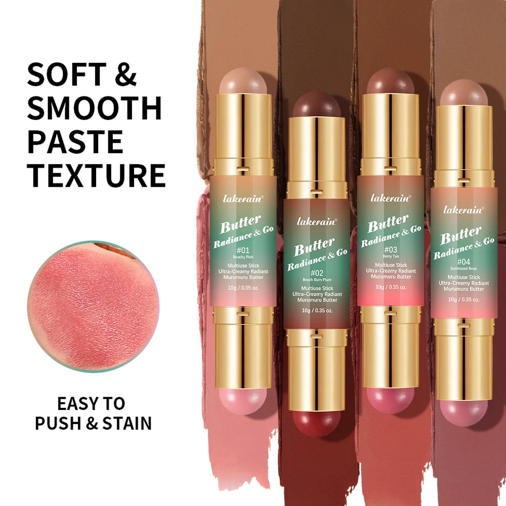 Double Headed Bronzer and Blush Stick for Quick Makeup Routines and Face Contouring