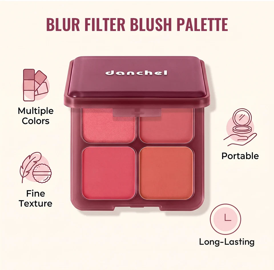 Blur Filter Blush Palette and Cheek Makeup Kit for a Natural Flushed Look