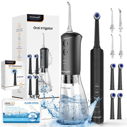 Electric Oral Irrigator and Toothbrush Set for Deep Teeth Cleaning at Home