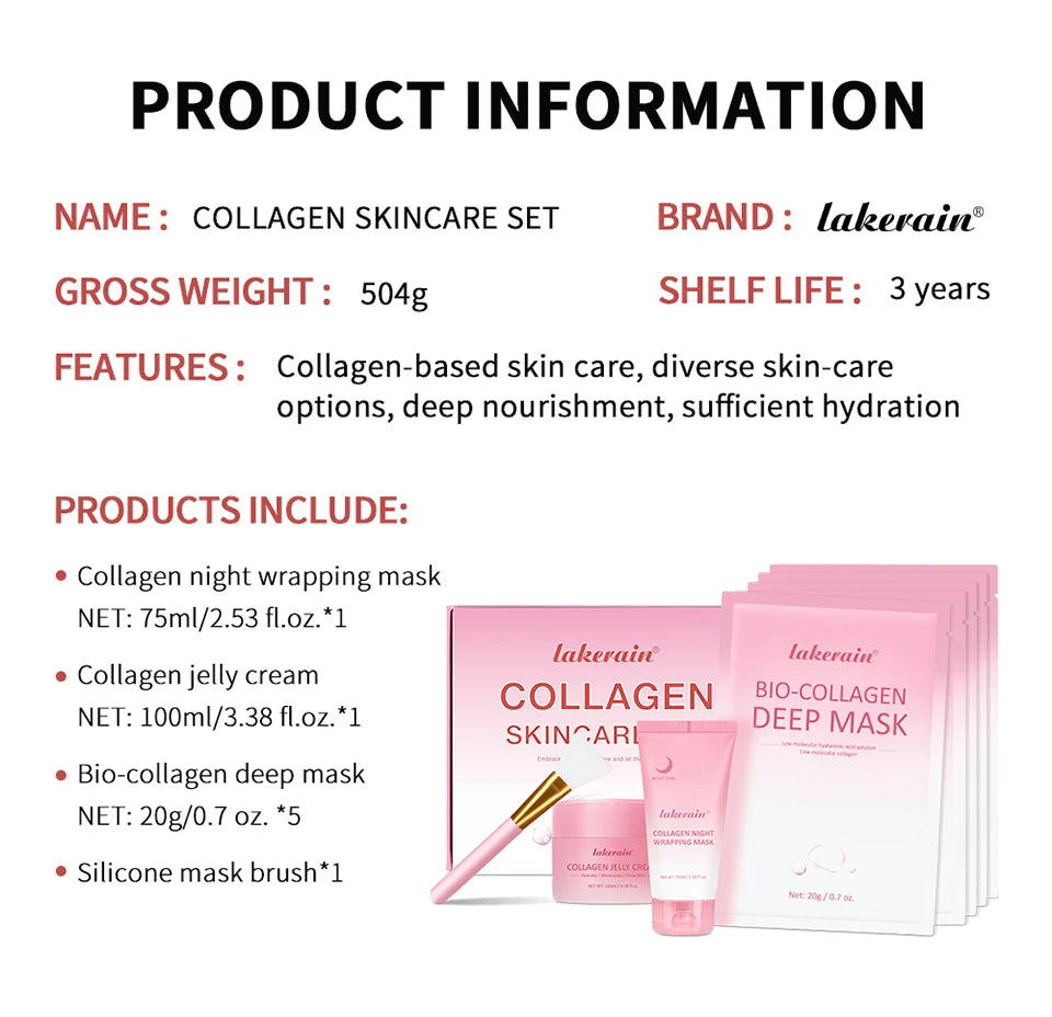 Collagen Skincare Set and Facial Mask Kit for Deep Hydration and Nourishment