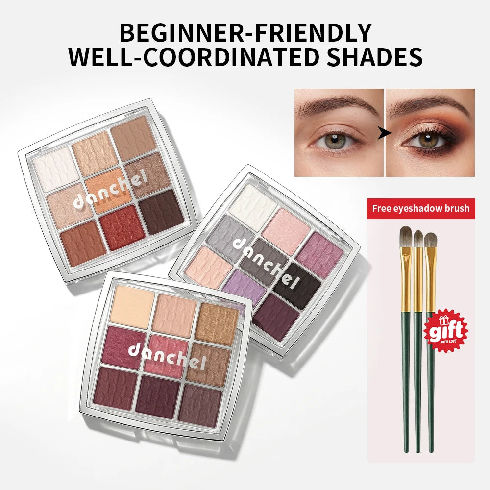 Nine Color Eyeshadow Palette and Matte Shimmer Makeup Kit for Daily Smoky Looks - 1