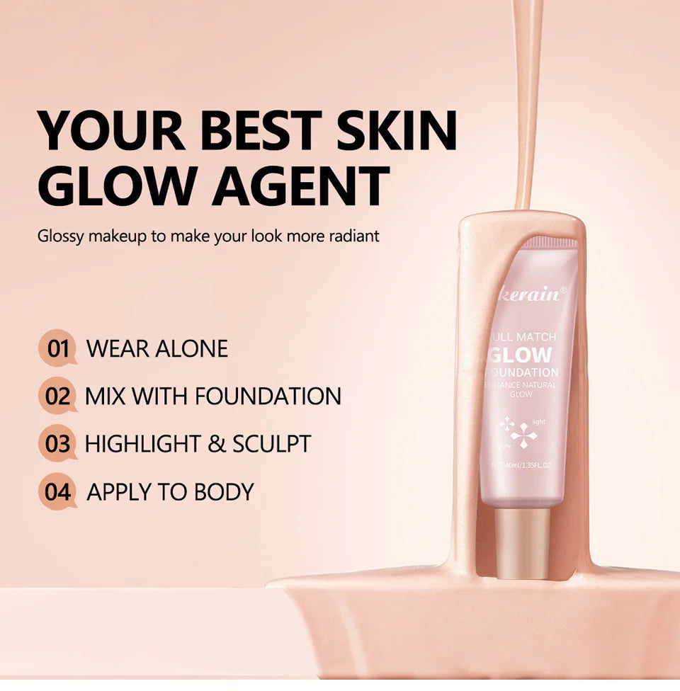 Liquid Glow Foundation and Illuminating Makeup Base for Radiant Skin Coverage