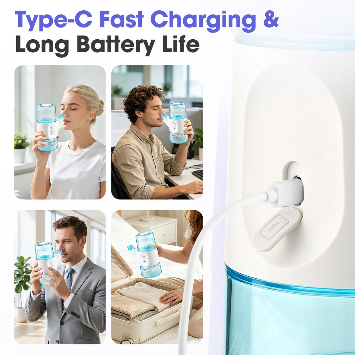 Electric Nasal Irrigator and Nose Cleaner for Daily Sinus Relief at Home
