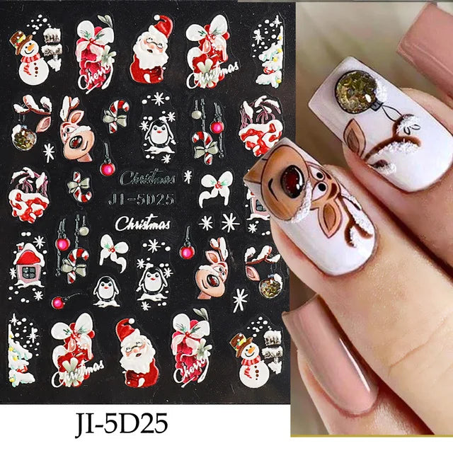 Christmas Nail Stickers and Winter Snowflake Nail Decals for Holiday Art