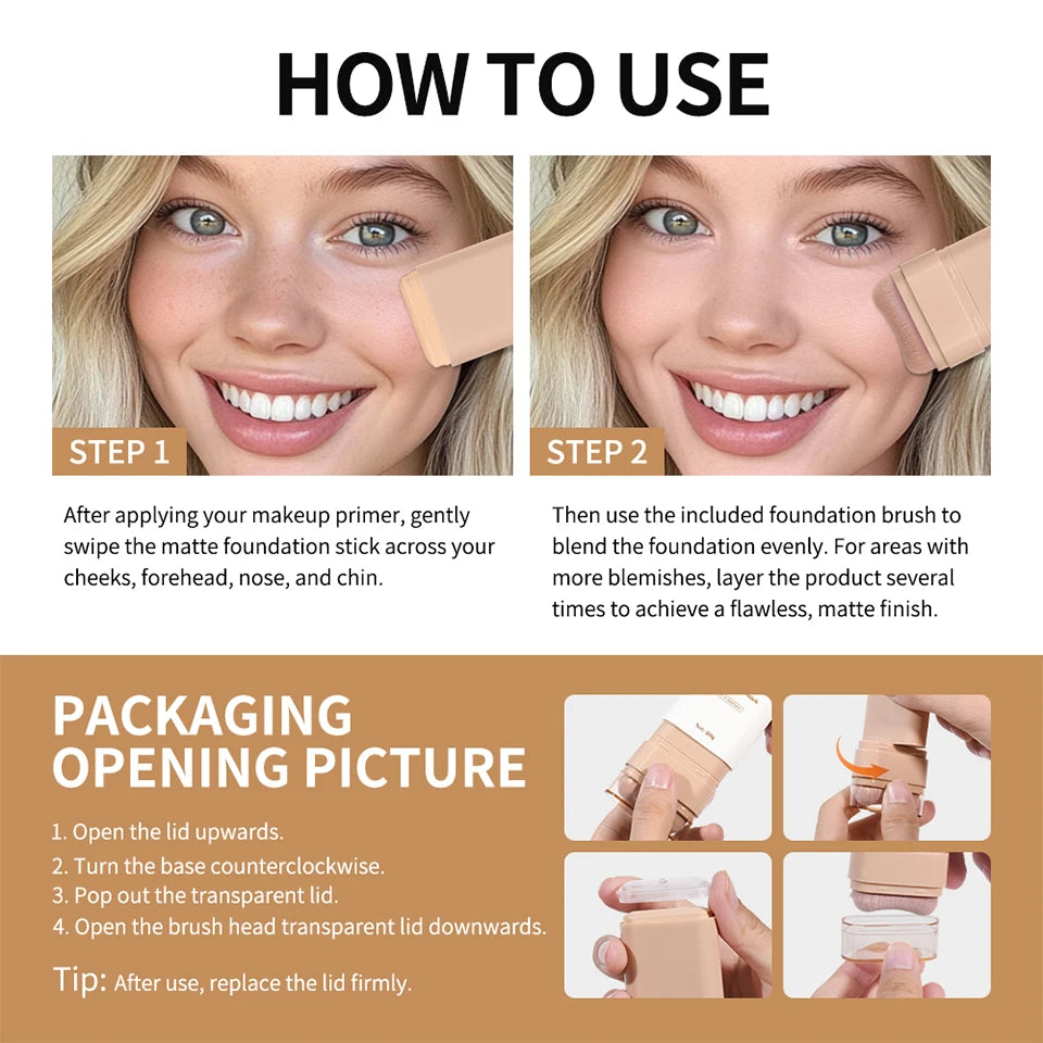 Matte Foundation Stick and Cream Concealer for a Flawless Daily Makeup Look