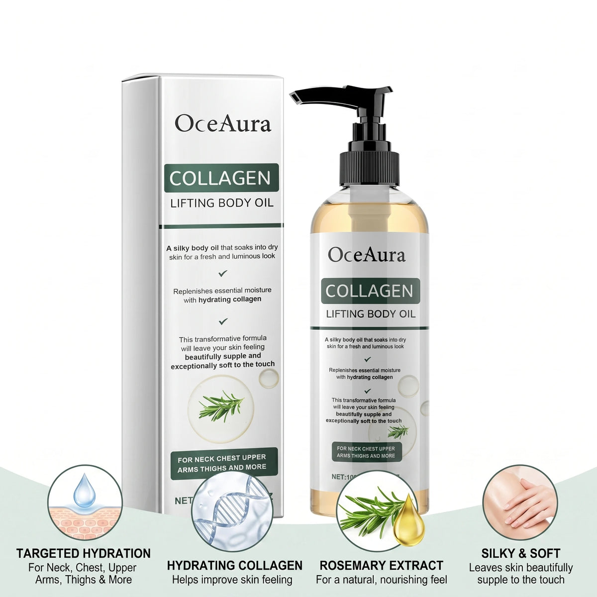Collagen Body Firming Massage Oil and Tightening Skin Serum for Daily Body Care