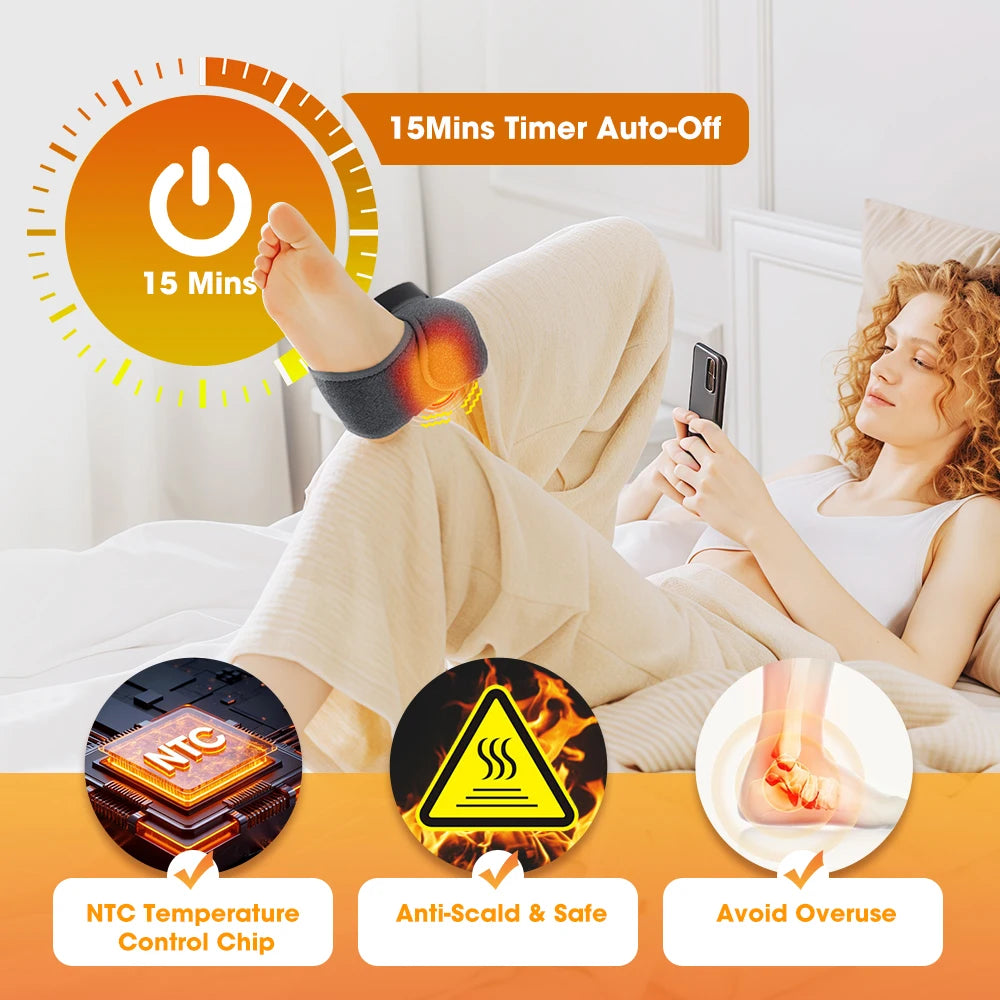 Electric Ankle Massager and Heated Foot Brace for Post Sport Recovery Support