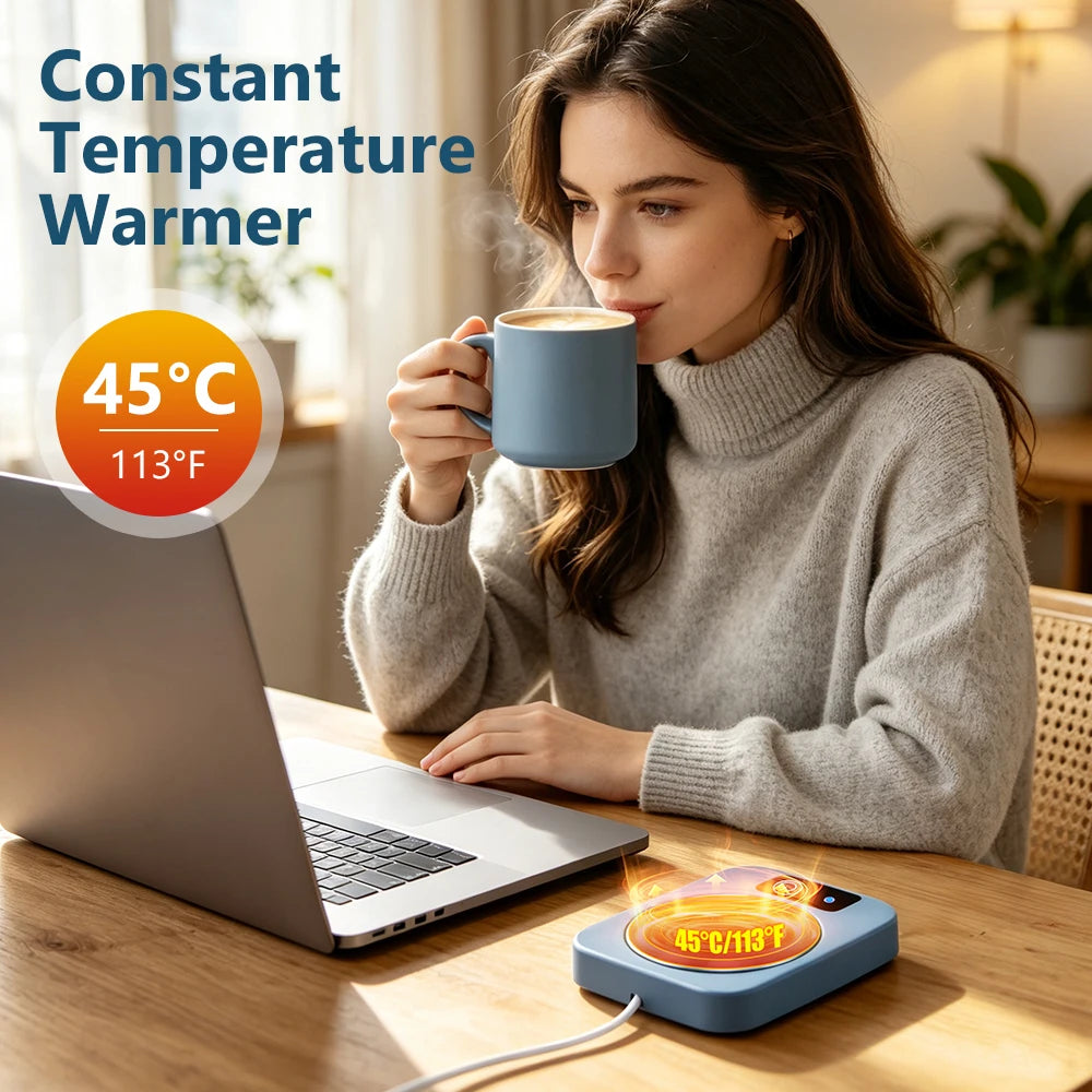 Electric Mug Warmer and Beverage Heating Coaster for Home and Office Use