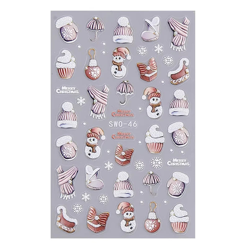 Santa Claus Nail Stickers and Christmas Decals for Winter Holiday Manicure Designs - 9