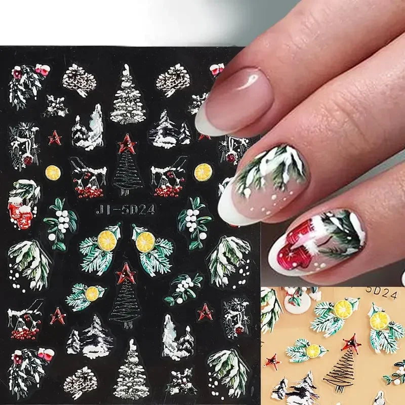 Christmas Nail Stickers and Winter Snowflake Nail Decals for Holiday Art - 6