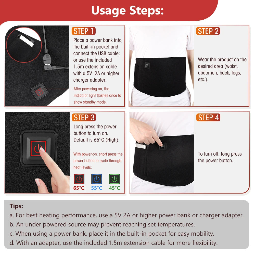 Red Light Waist Belt and Heating Pad for Muscle Relief at Home or the Office - 6