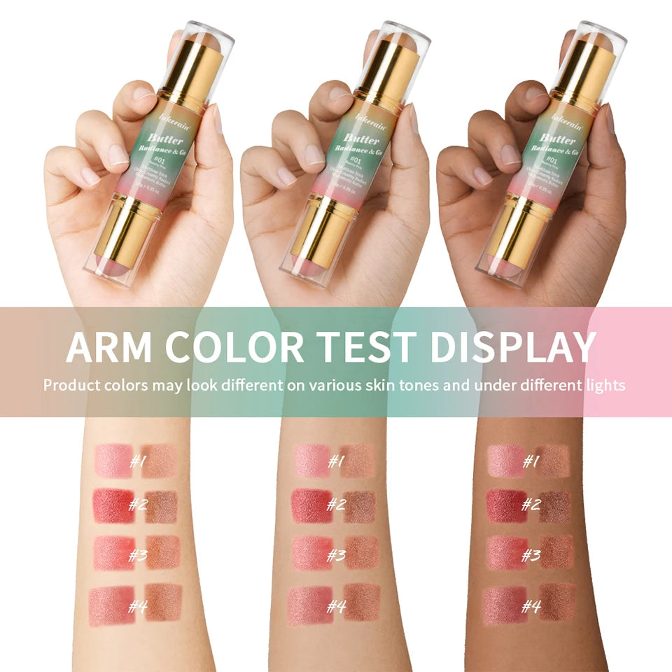 Double Headed Bronzer and Blush Stick for Quick Makeup Routines and Face Contouring - 14