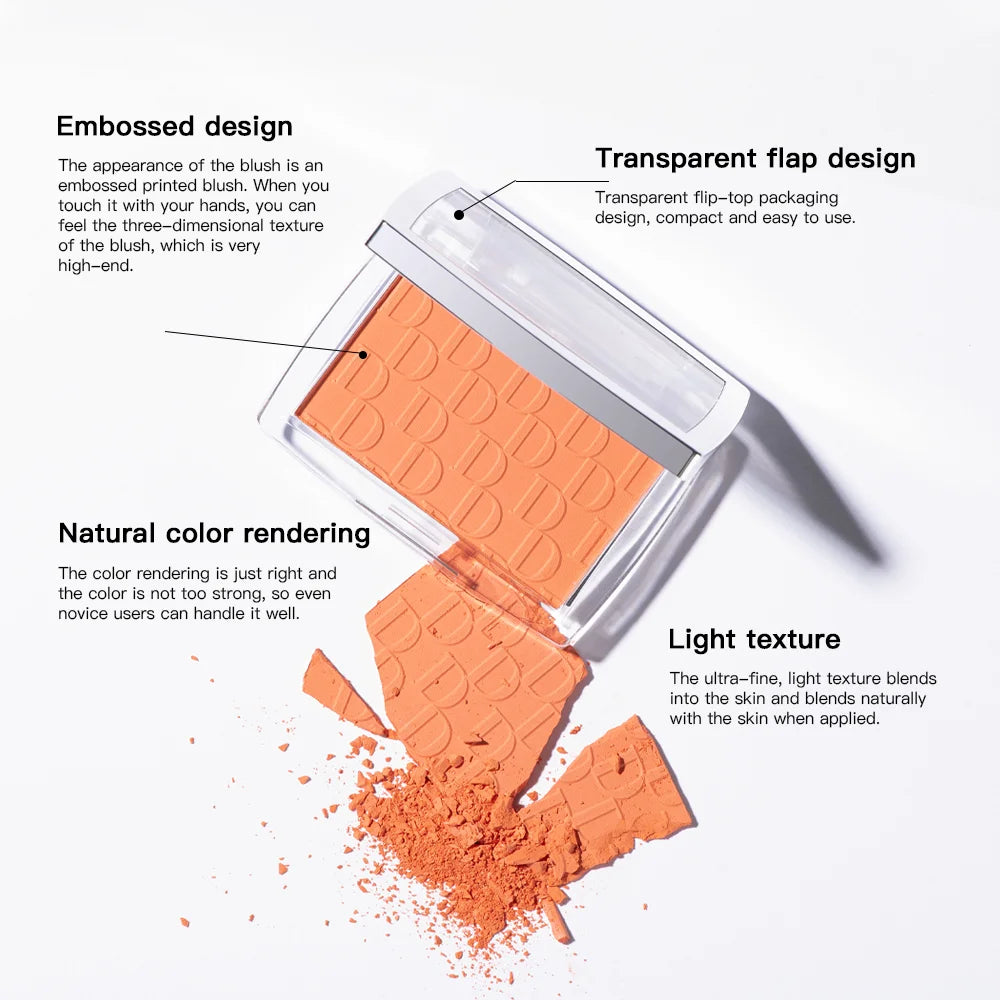 Matte Embossed Blush Palette and Facial Blusher Powder for Natural Makeup Looks - 3