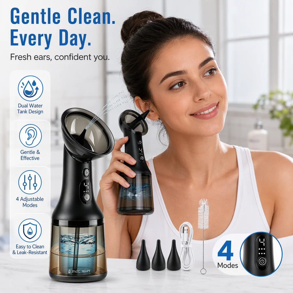 Ear Wax Removal Device and Ear Irrigation Flusher for Safe Home Ear Cleaning