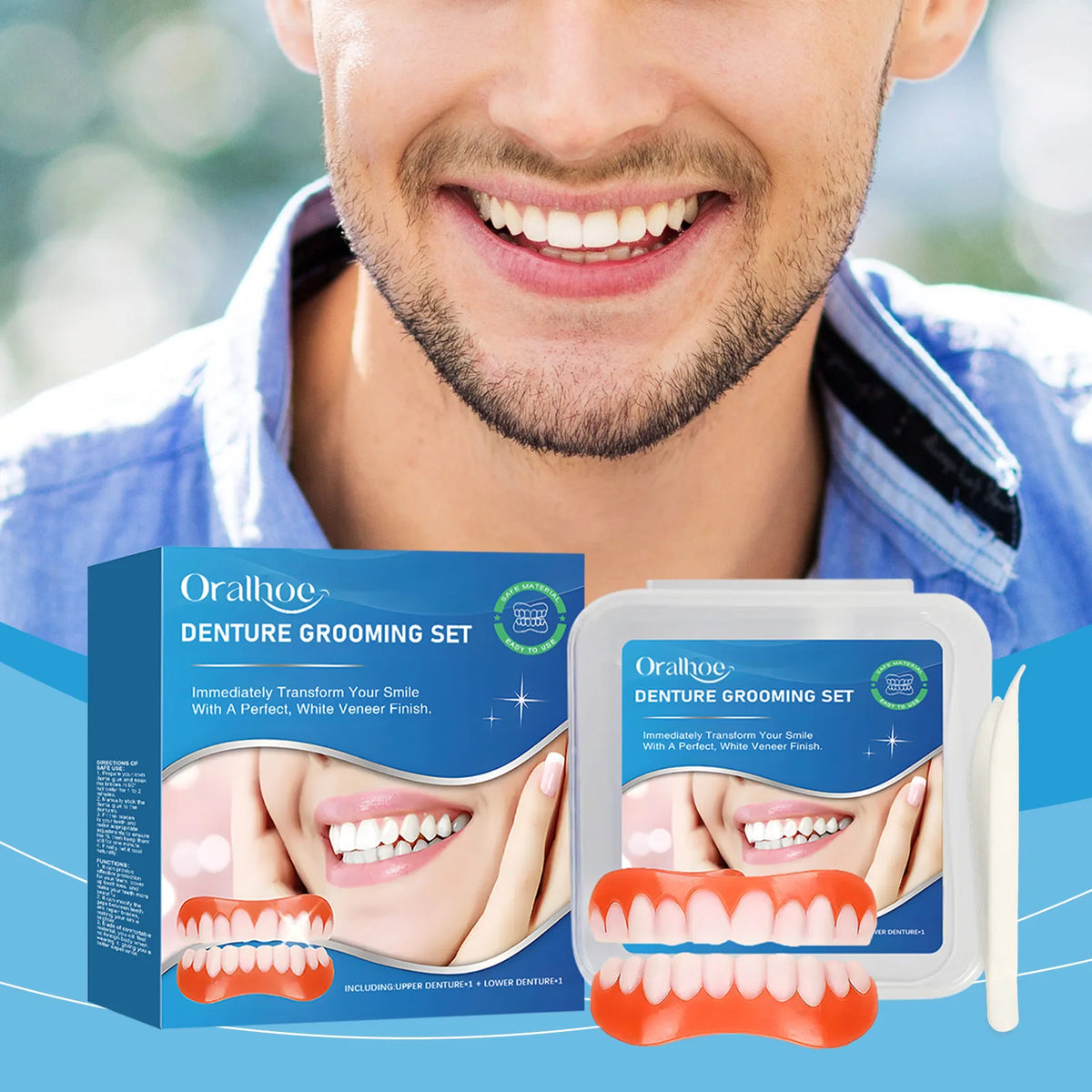 Silicone Denture Set and Temporary Veneers for Restoring Your Perfect Smile