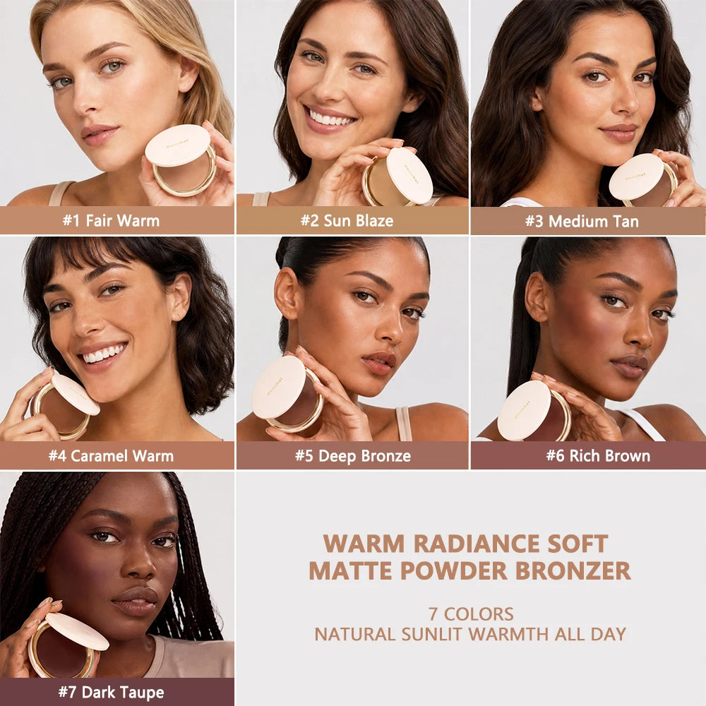 Pressed Bronzer Powder and Face Contour Makeup for Natural Matte Sun Kissed Look - 2