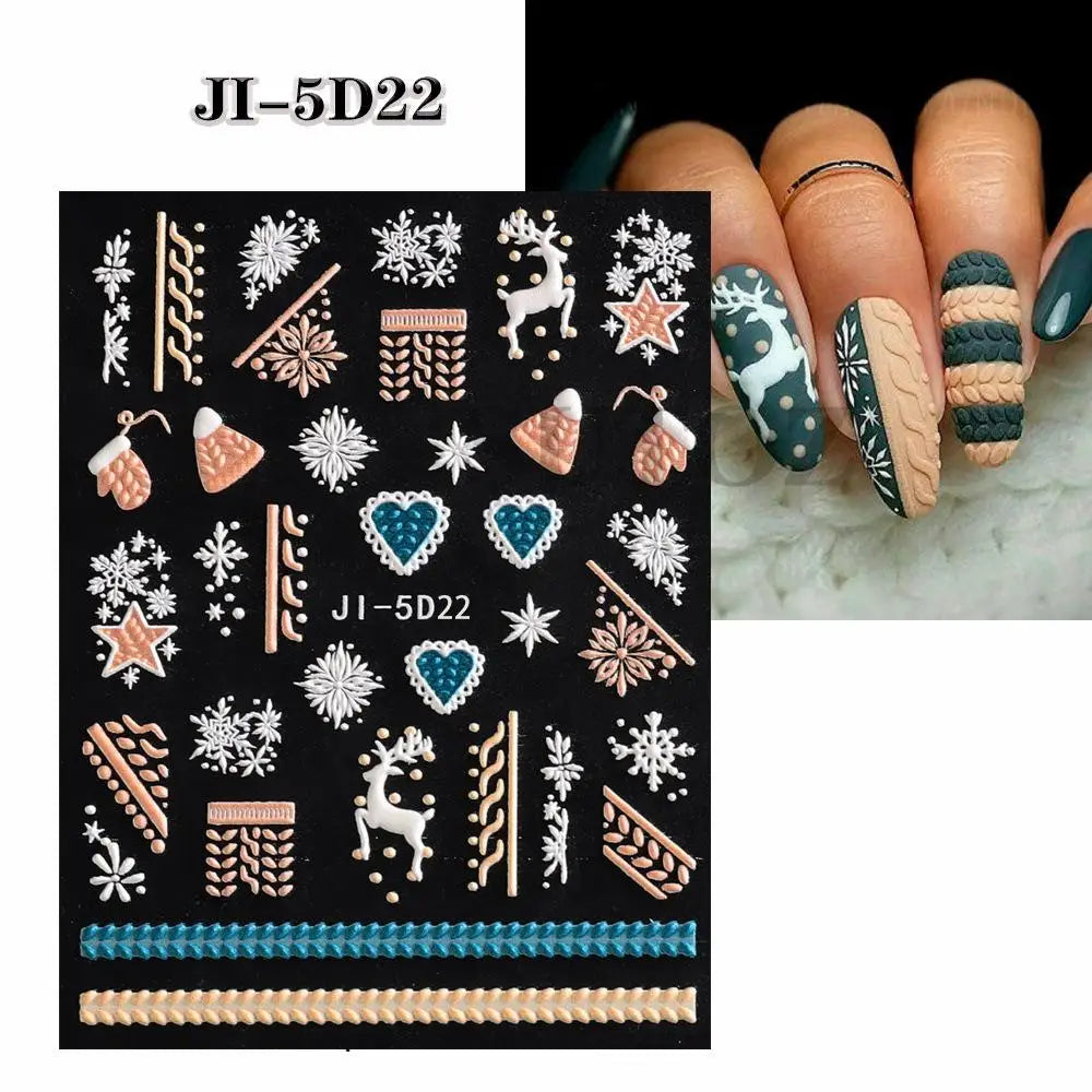 Christmas Nail Stickers and Winter Snowflake Nail Decals for Holiday Art