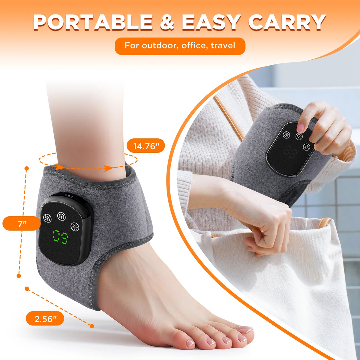 Heated Ankle Massager and Electric Vibration Wrap for Pain Relief at Home