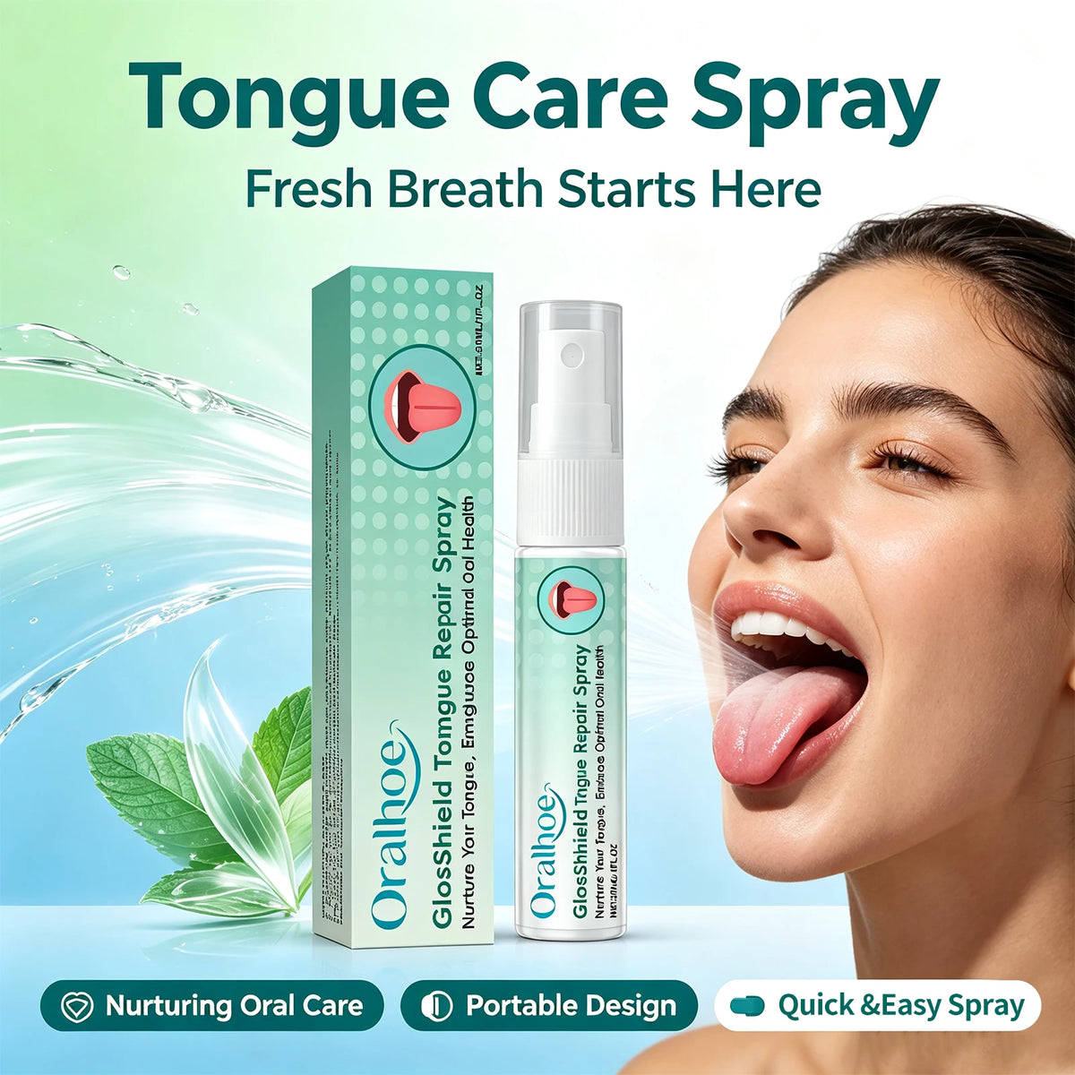 Tongue Repair Spray and Mouth Freshener for Daily Oral Care and Bad Breath