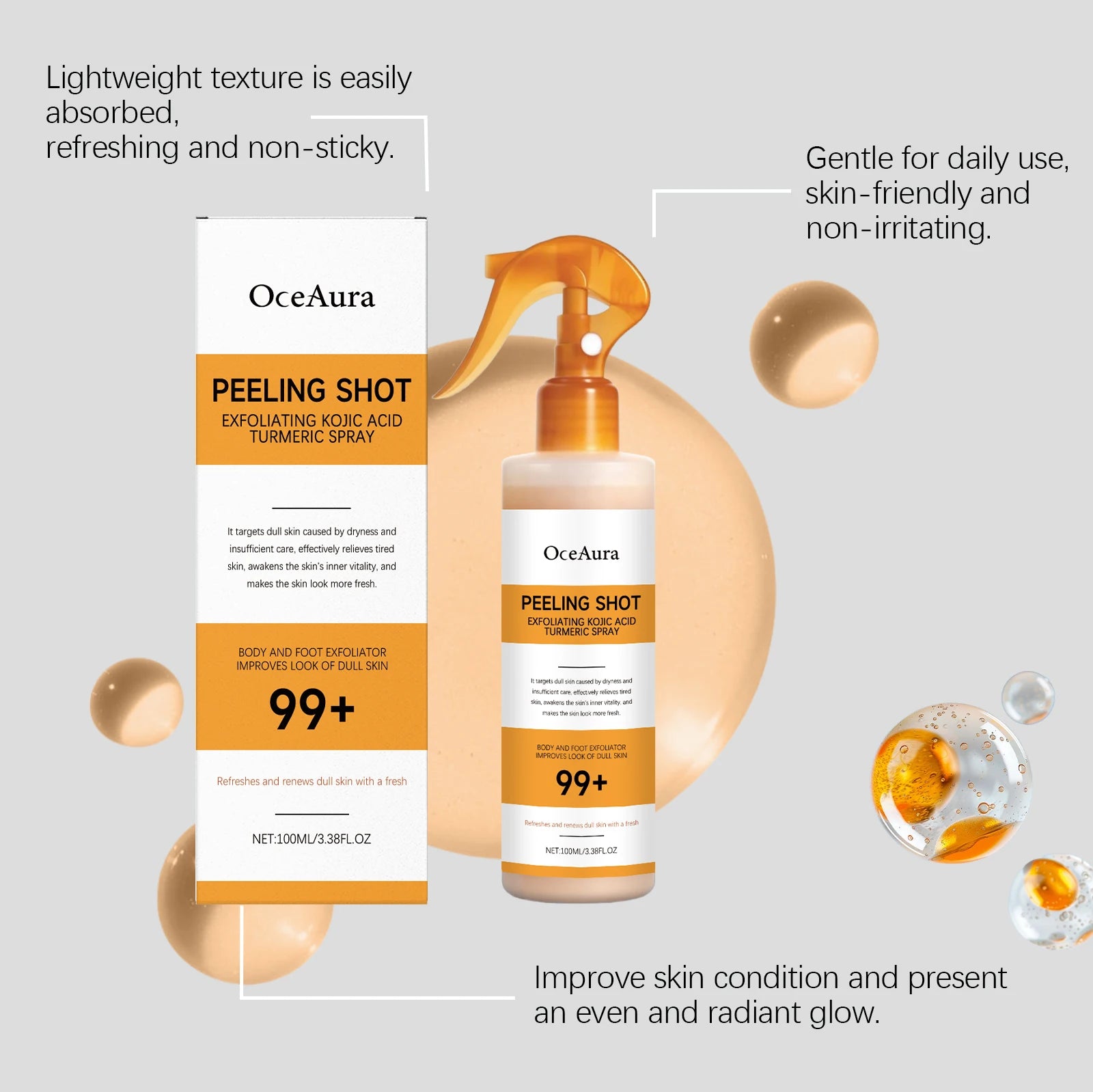 Exfoliating Spray and Skin Brightening Serum for Body and Foot Care Routine - 10