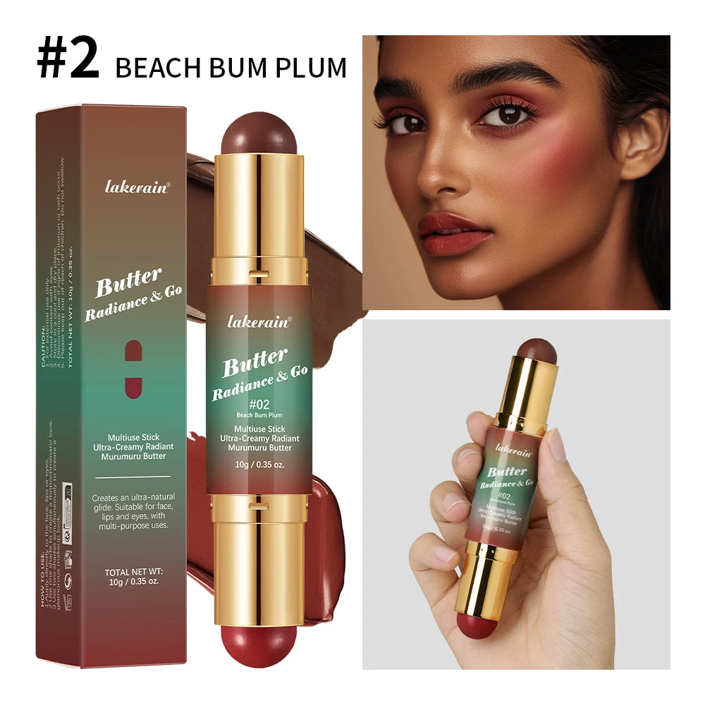 Double Headed Bronzer and Blush Stick for Quick Makeup Routines and Face Contouring