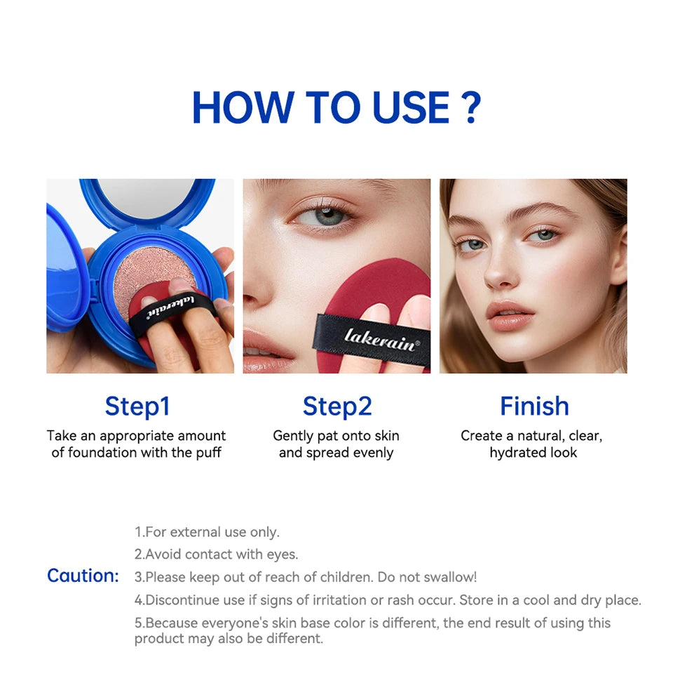 Cushion Foundation and Face Makeup Base for Long Lasting Daily Skin Coverage