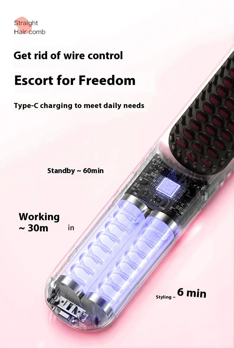Hair Straightening Brush and Heated Smoothing Comb for Quick Daily Styling - 21