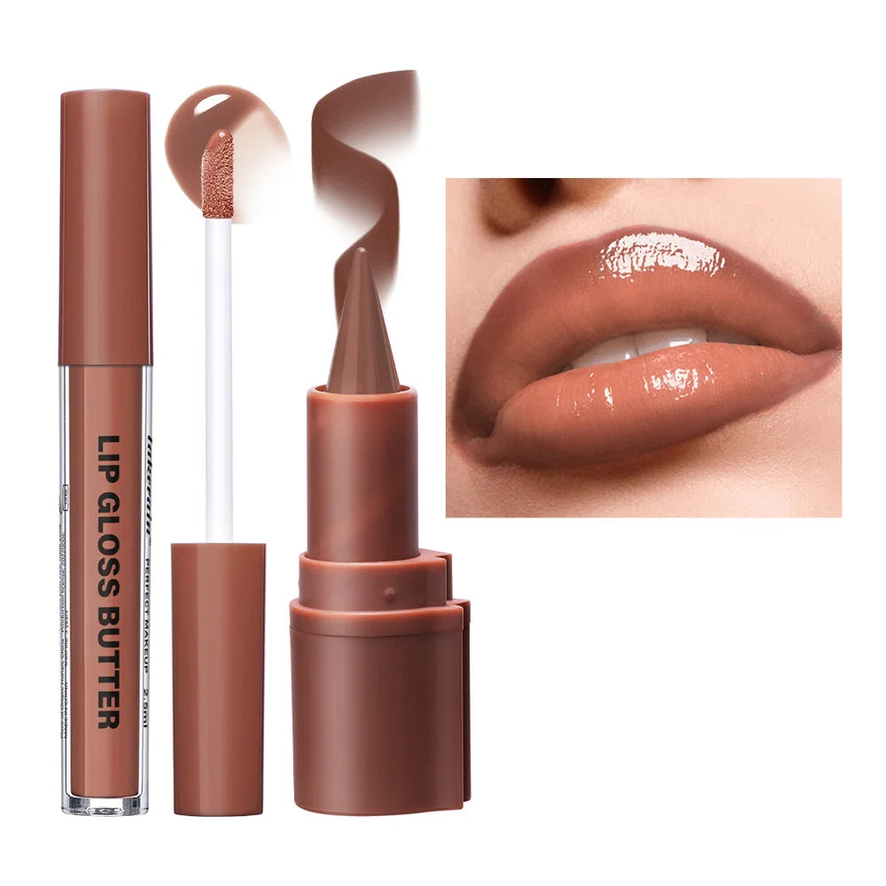 Lip Liner and Lip Gloss Set for Daily Makeup and Enhancing Natural Lip Shape - 12