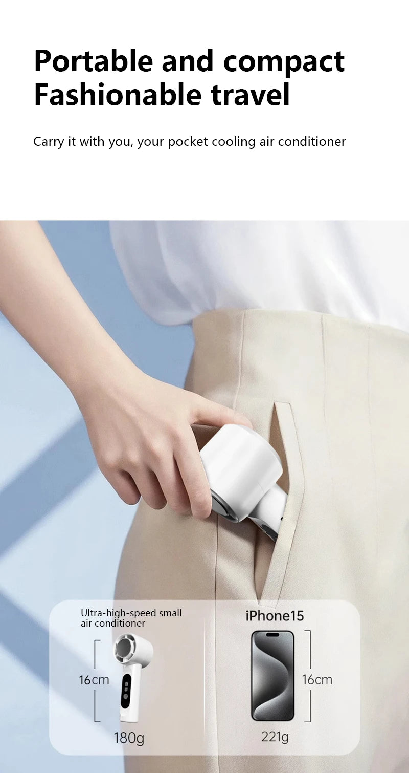 Rechargeable Turbo Mini Fan and Ice Cooling Handheld Device for Travel and Office - 16